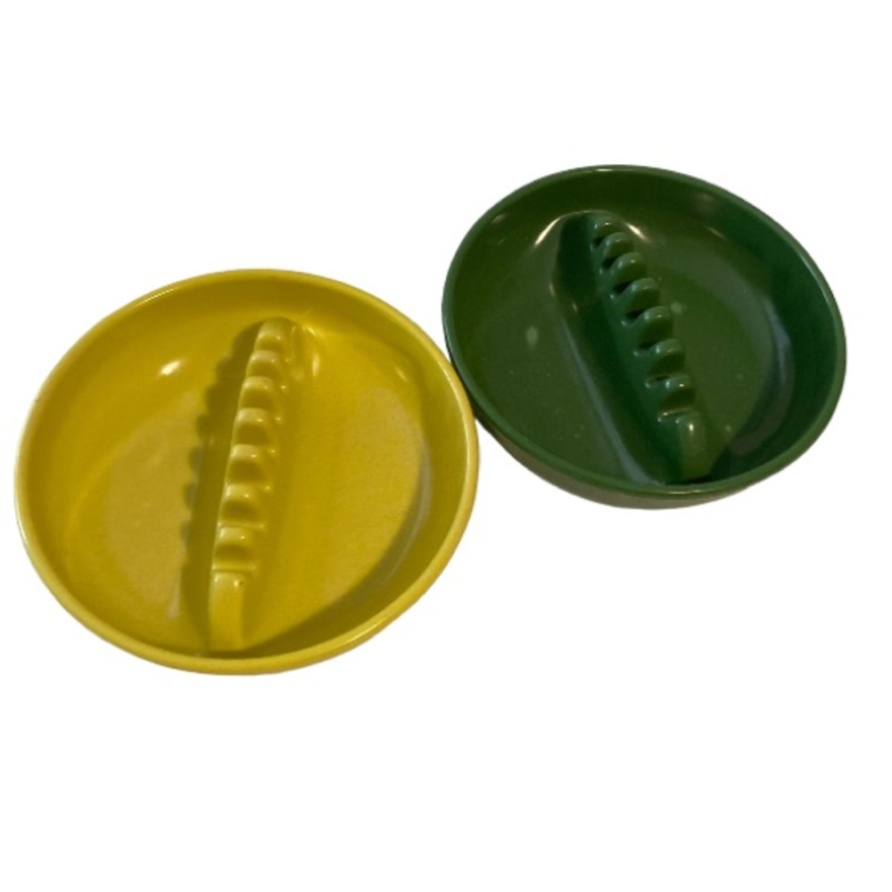 Ges-Line MCM Melamine Ash Tray - Round (Green/Yellow) Vintage - Made In the USA